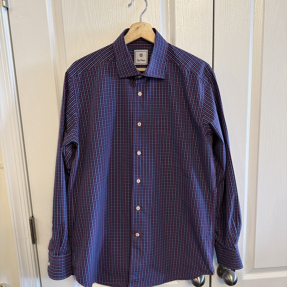 David Donahue Men's Blue & Red Plaid Button Down Long Sleeve Shirt Size Large - Picture 2 of 10